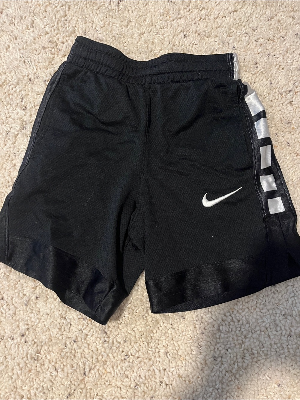 Nike Black Kids Athletic Shorts with White Swoosh